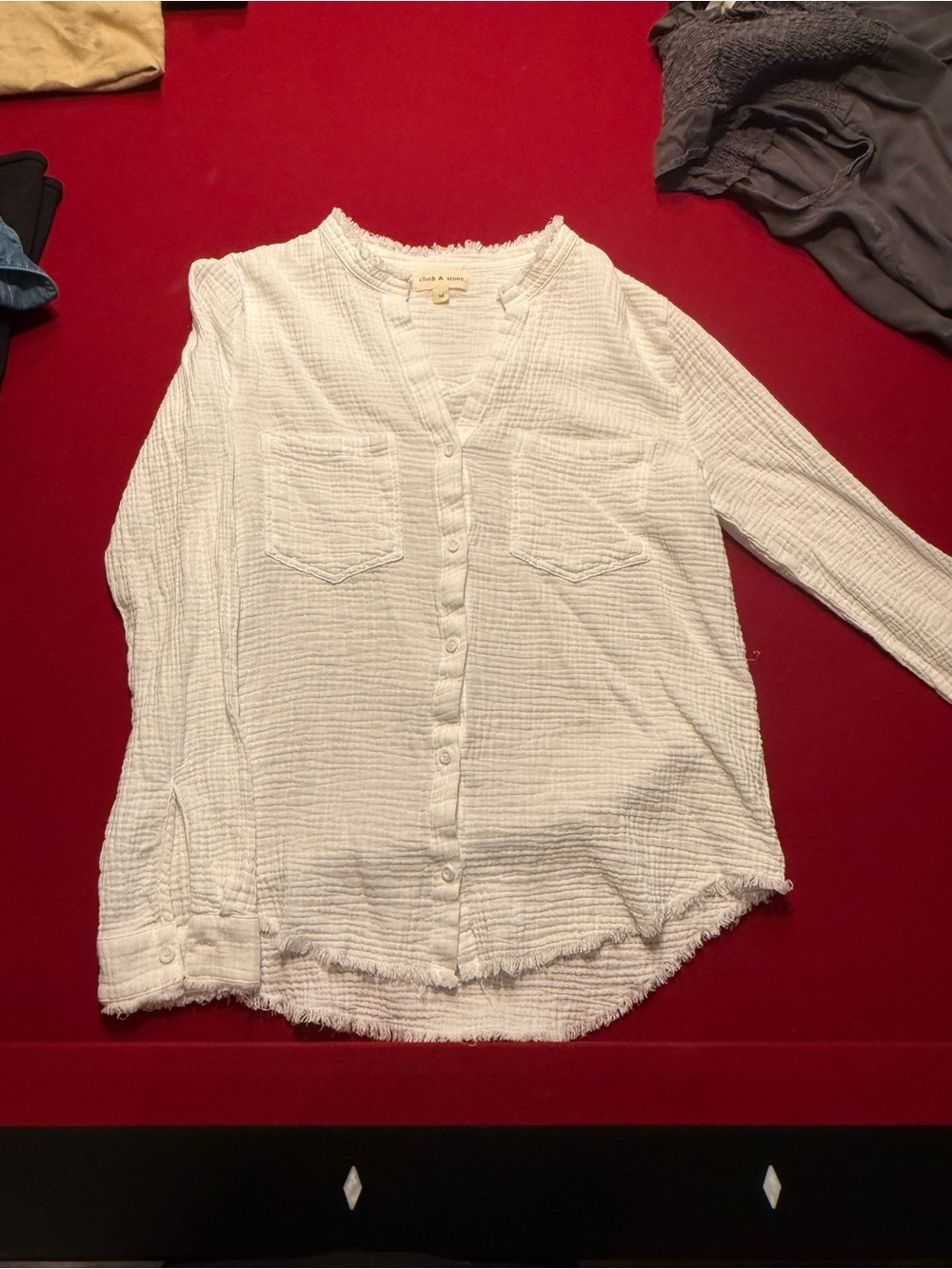 cloth & stone White Button-Down Gauze Shirt